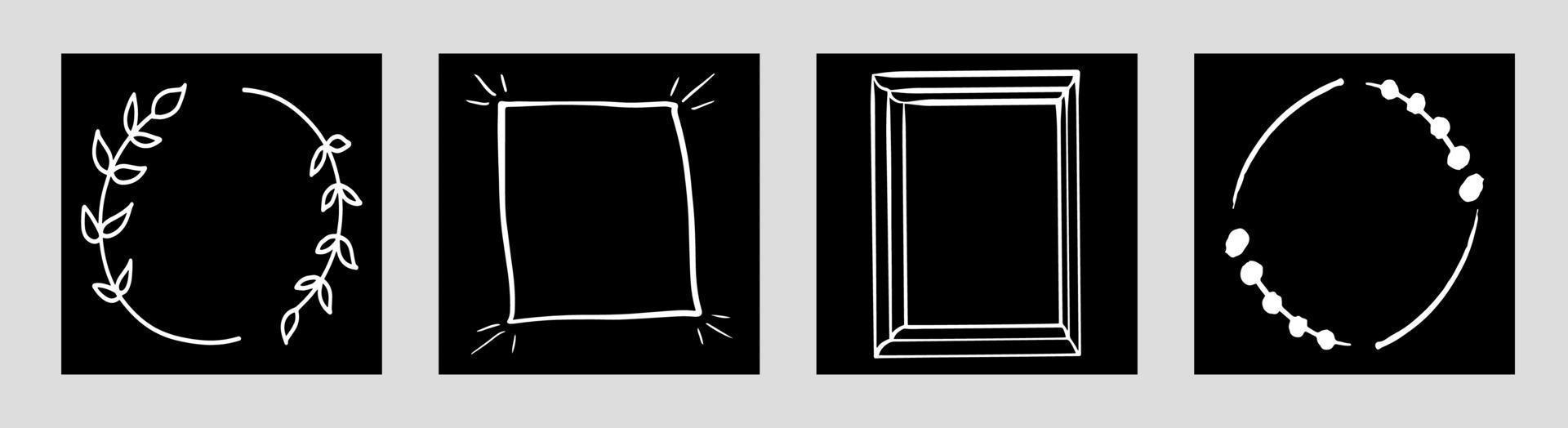 cornici semplici disegnate a mano, modello di social media isolato vettore