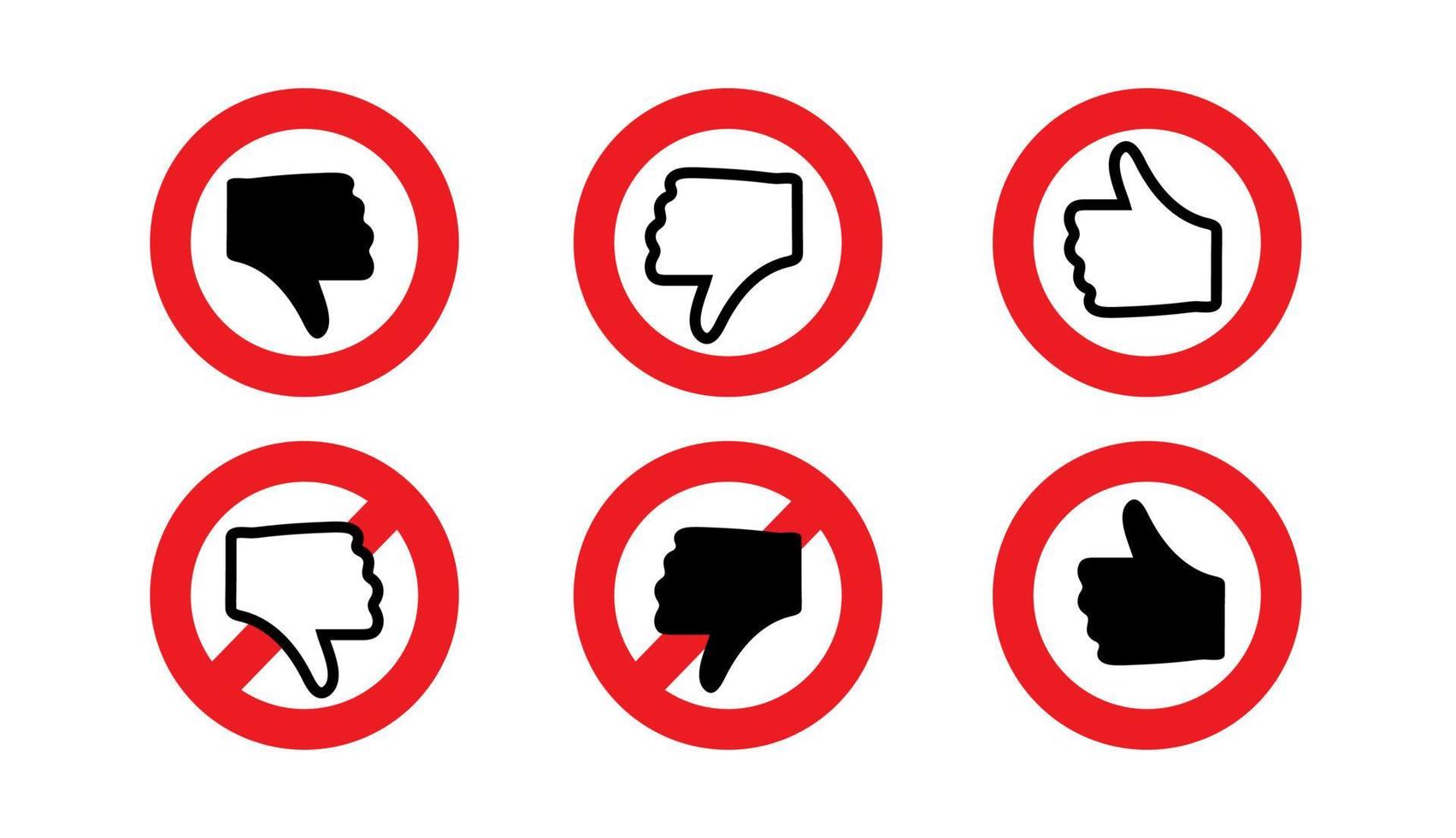 Mi piace e non mi piace simboli con segni di autorizzazione e divieto, concetto di voto degli utenti dei social media vettore
