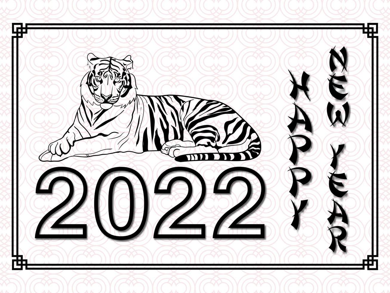 capodanno cinese 2022 anno d'oro della tigre. sfondi, striscioni, cartoline, poster. simbolo dello zodiaco orientale del 2022. vettore