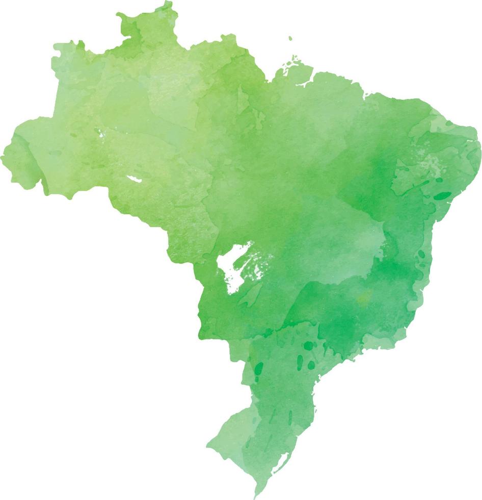 mappa del brasile isolato colorato in acquerello vettore