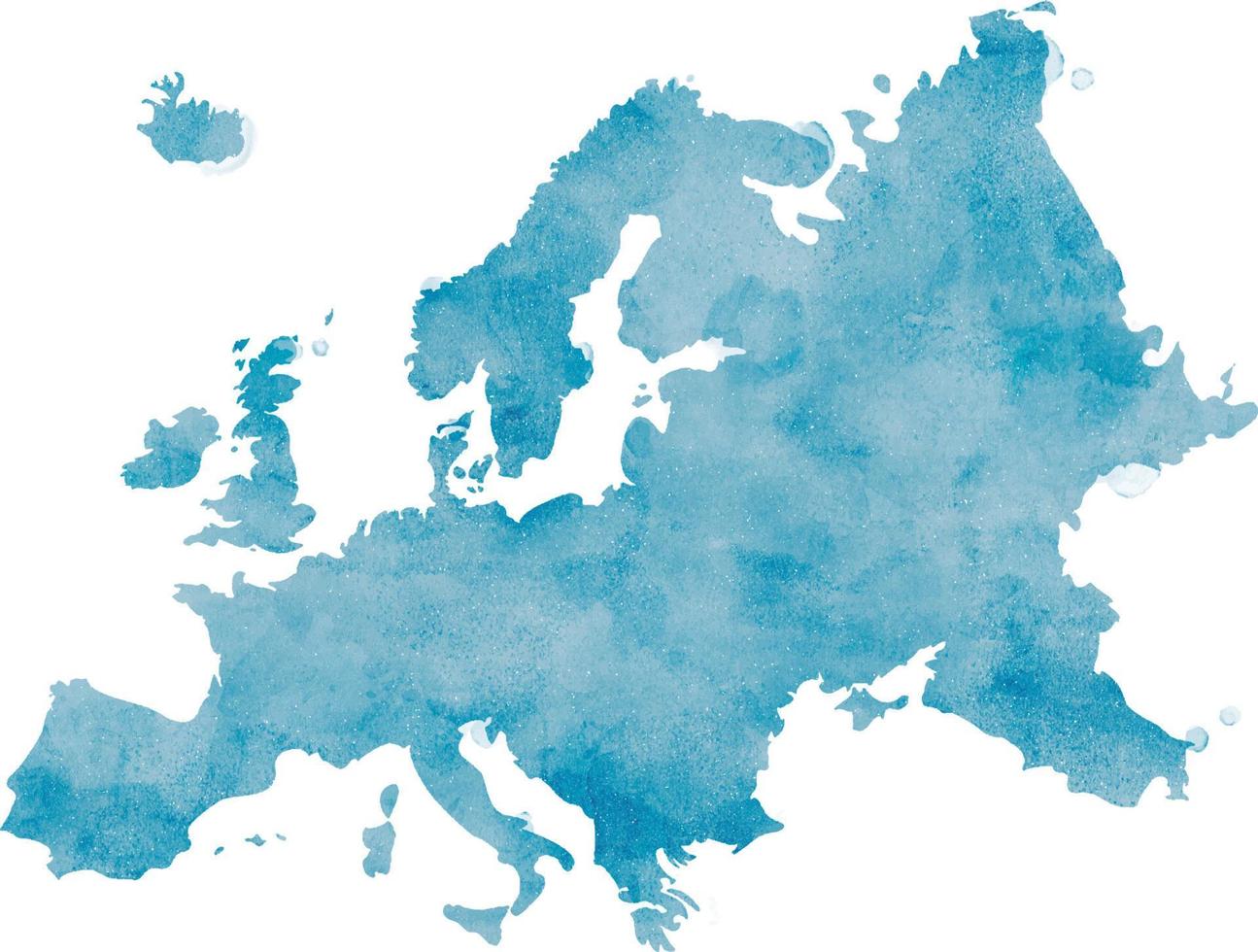 mappa dell'Europa colorata isolata in acquerello. vettore