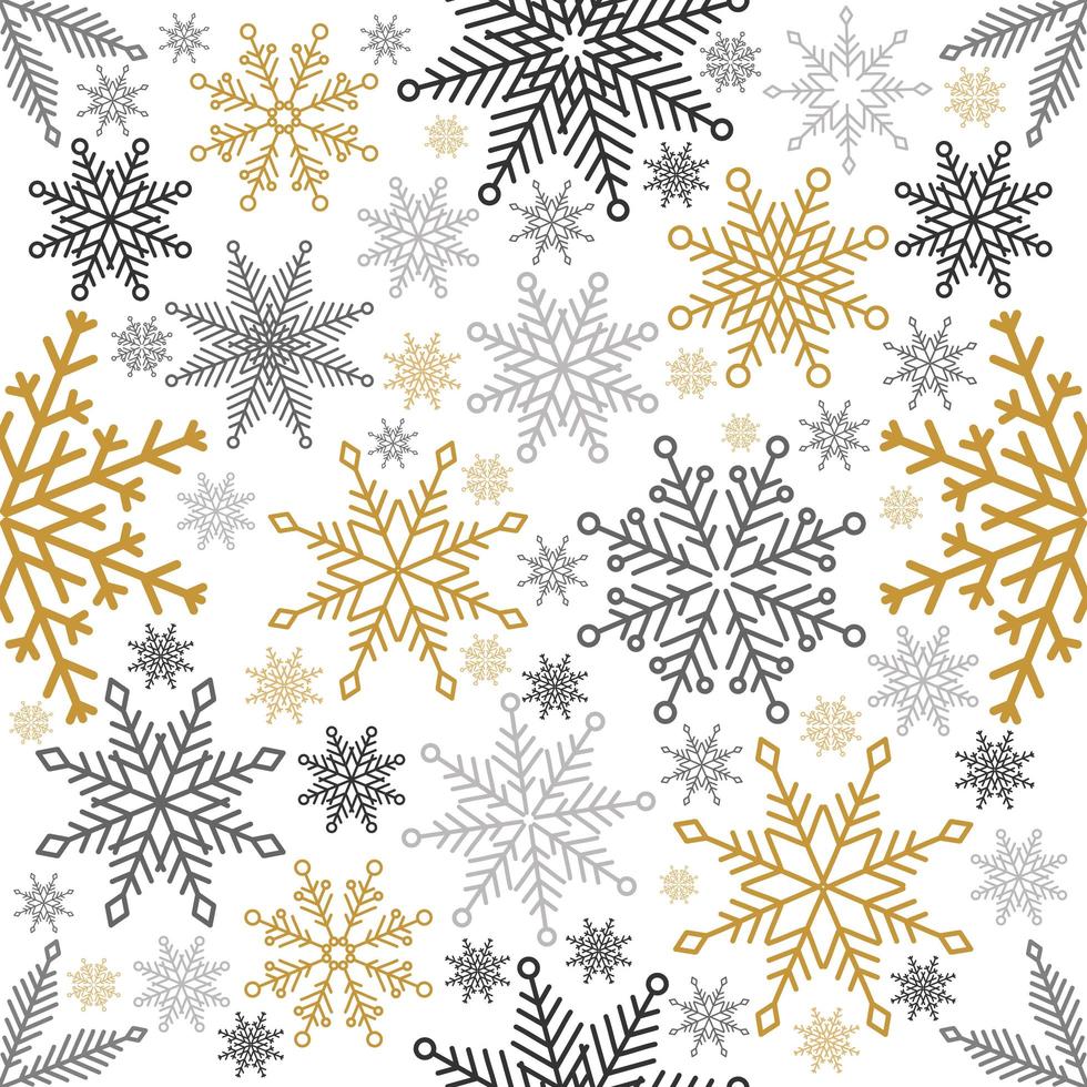 semplice modello di Natale senza soluzione di continuità. fiocchi di neve con diversi ornamenti. su sfondo bianco vettore