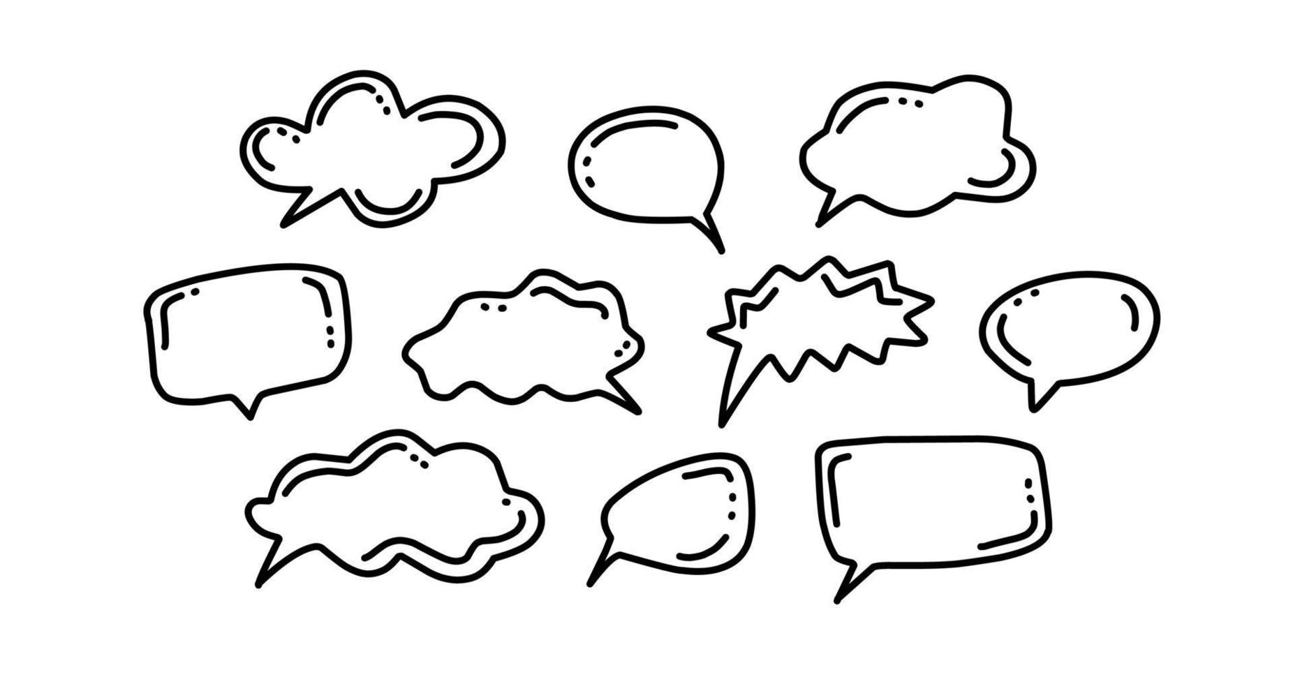 cornici di messaggi in stile fumetto, bolle di chat disegnate a mano vettore