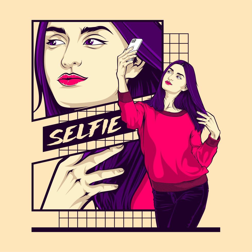 splendida ragazza selfie vettore