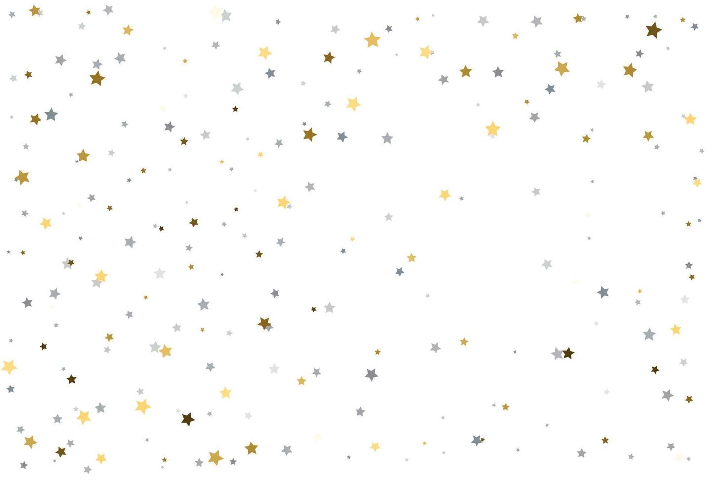 sfondo di natale con stelle d'oro e d'argento. coriandoli celebrazione stella d'argento e d'oro. vettore