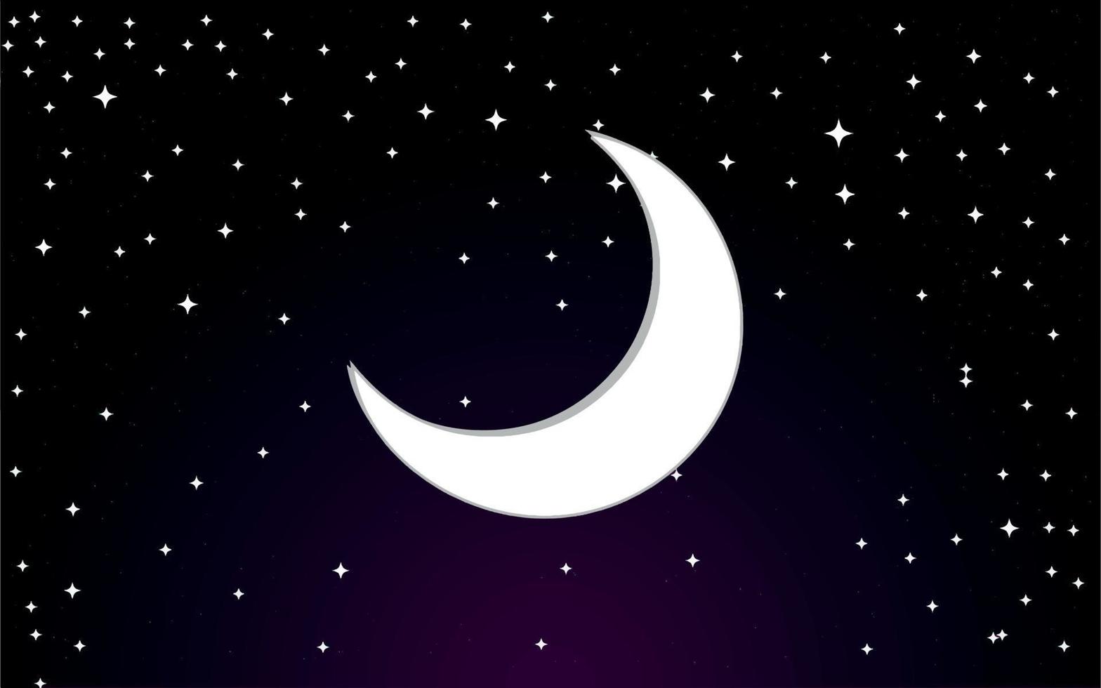 galassia dello spazio esterno mezza luna e stelle nell'illustrazione di vettore della carta da parati del fondo del cielo notturno