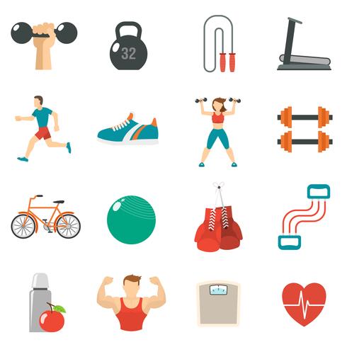 Fitness Icon Set piatto vettore