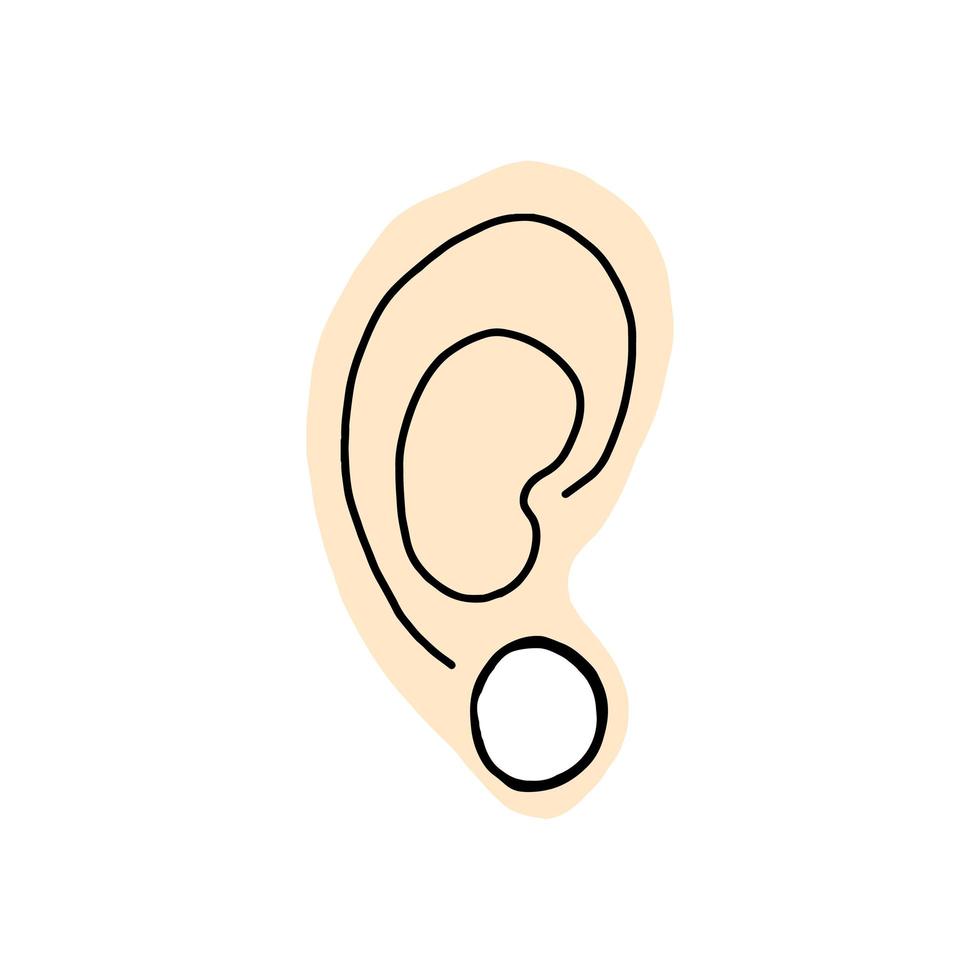 modifica del corpo. orecchio sinistro di un uomo o di una donna con un piercing all'orecchio, tunnel nelle orecchie. illustrazione vettoriale. vettore