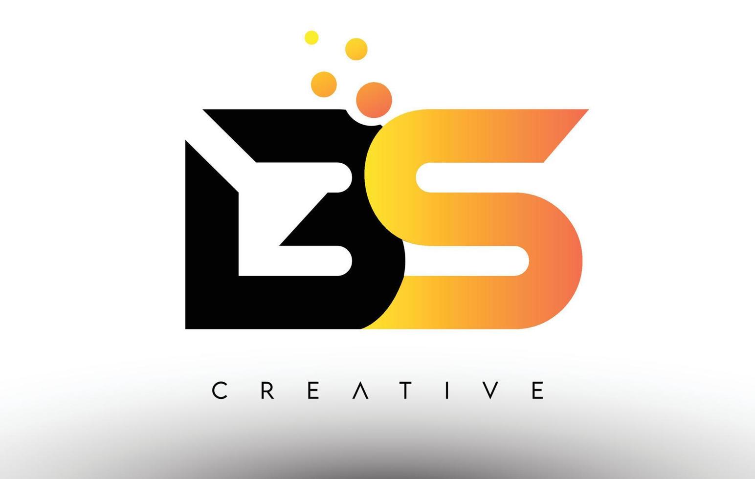 bs nero arancione lettera logo design. icona bs con logo vettoriale di punti e bolle
