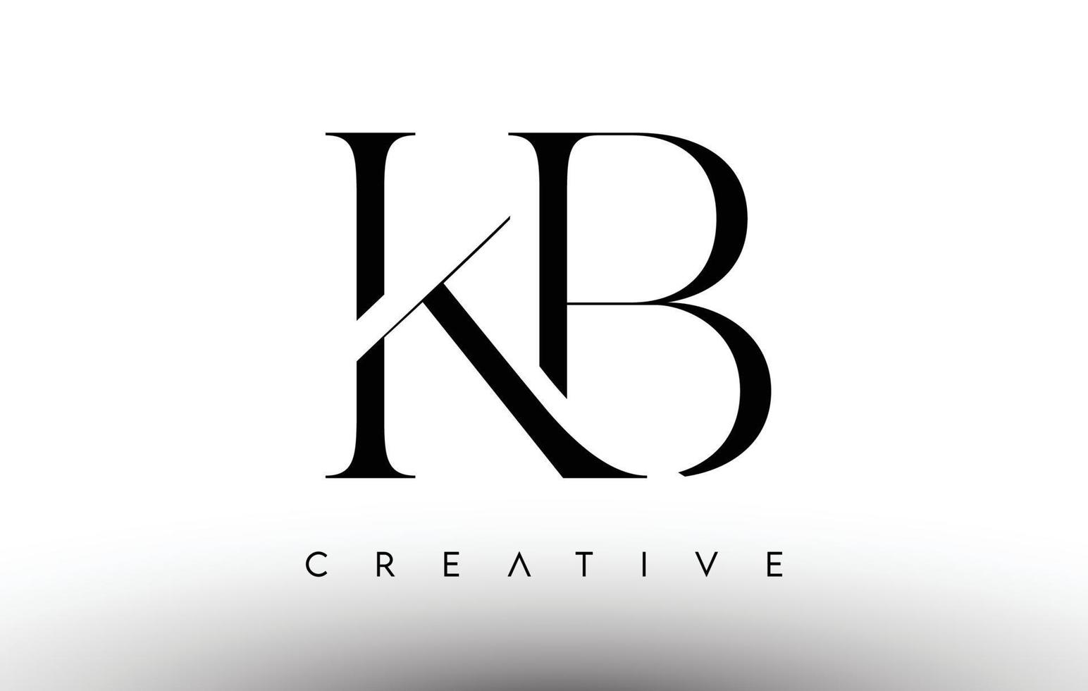 kb minimalista serif lettera moderna logo in bianco e nero. kb creative serif logo design icona vettore