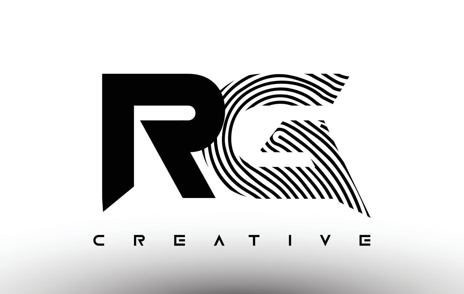 design del logo della lettera zebra dell'impronta digitale rg. logo rg con vettore icona creativa di impronte digitali