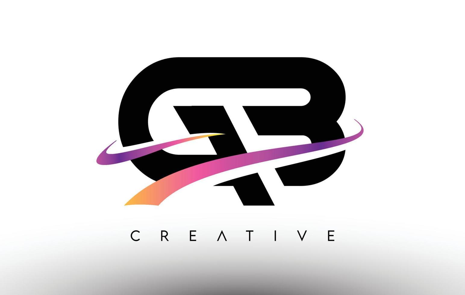 icona del design della lettera logo gb. lettere gb con linee colorate creative swoosh vettore