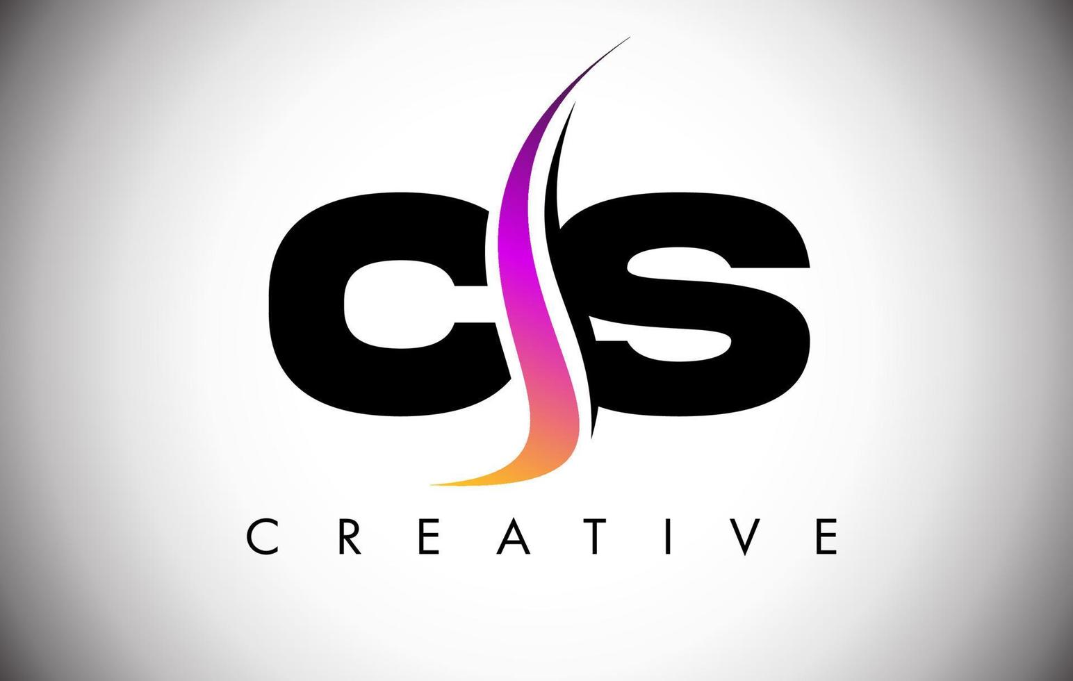 design del logo della lettera cs con shoosh creativo e look moderno vettore