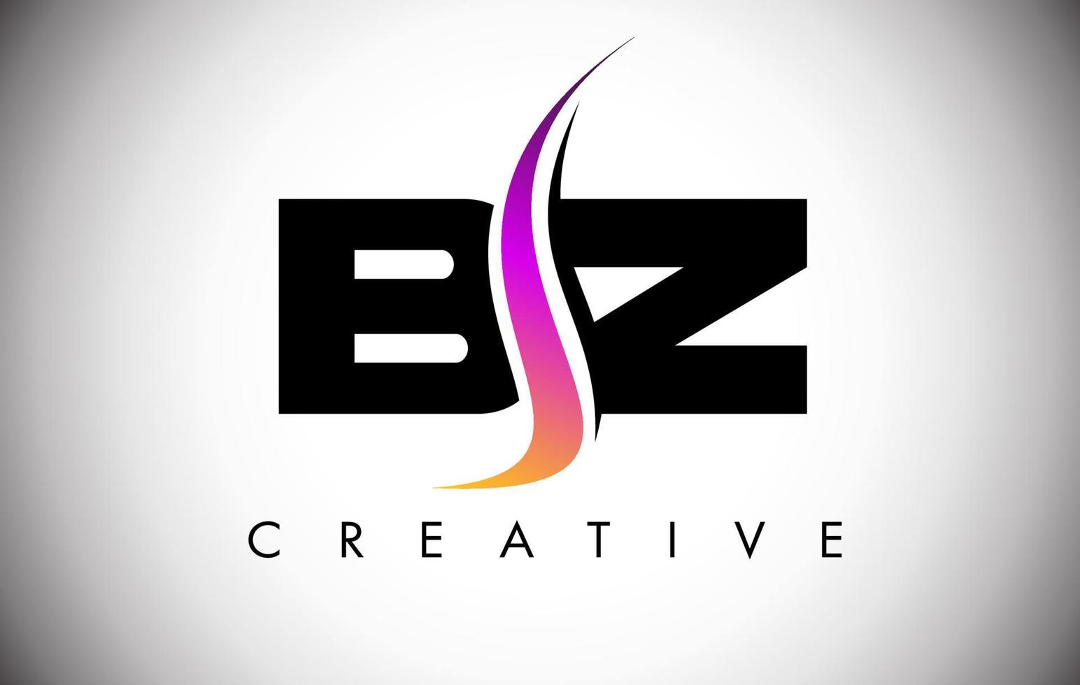 design del logo della lettera bz con shoosh creativo e look moderno vettore