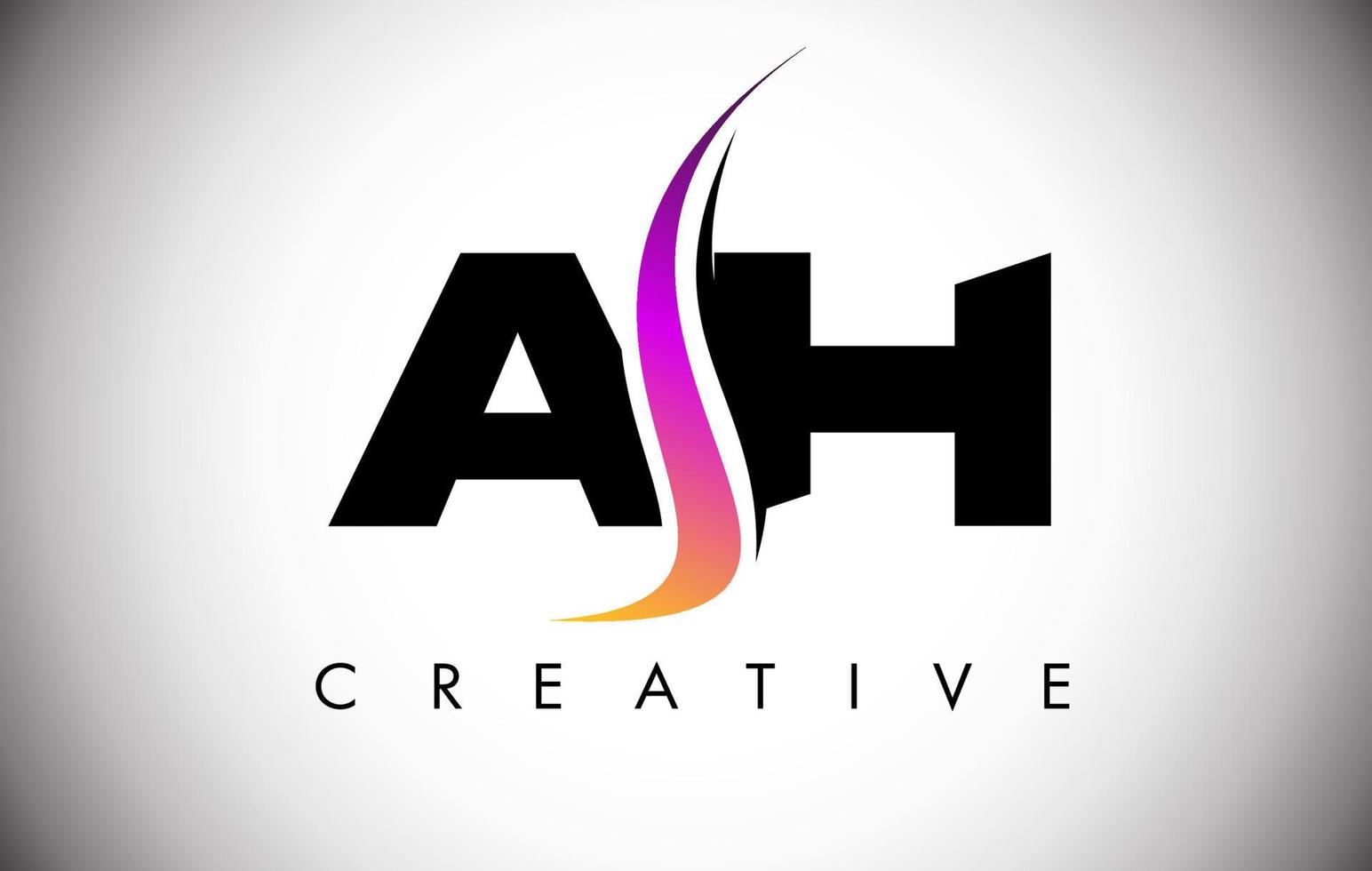 ah lettera logo design con shoosh creativo e look moderno vettore