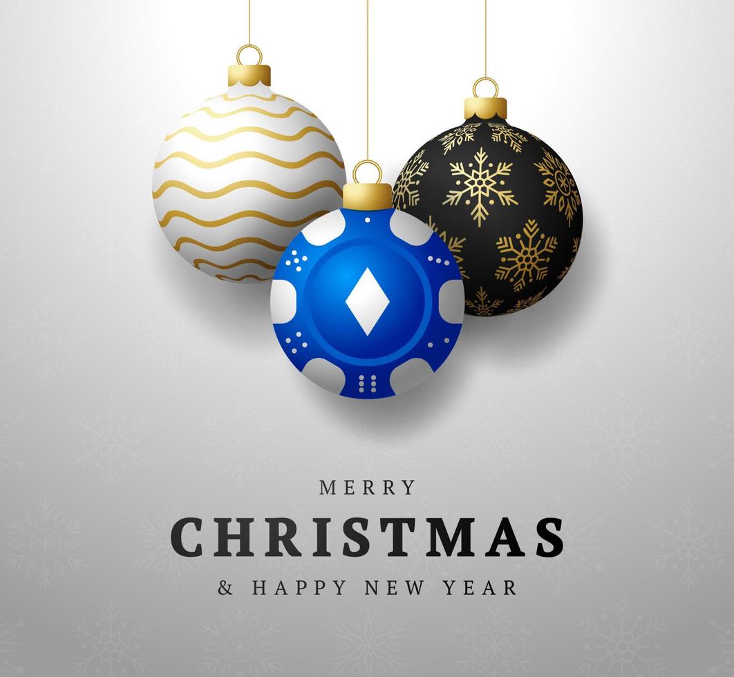 cartolina di Natale del poker del casinò. auguri di buon natale sport.  appendi a un filo