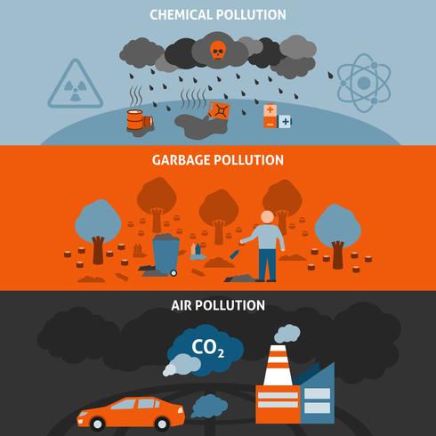 Set di banner di inquinamento vettore