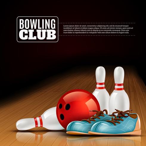 Manifesto del club al coperto di bowling vettore