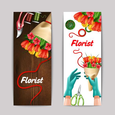 Fiorista Color Banner Set vettore