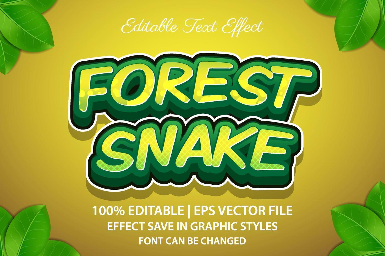 effetto di testo modificabile serpente della foresta stile 3d vettore