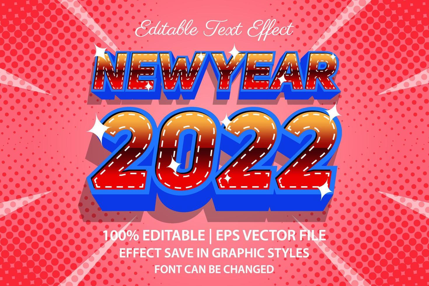 felice anno nuovo 2022 effetto testo modificabile stile 3d vettore