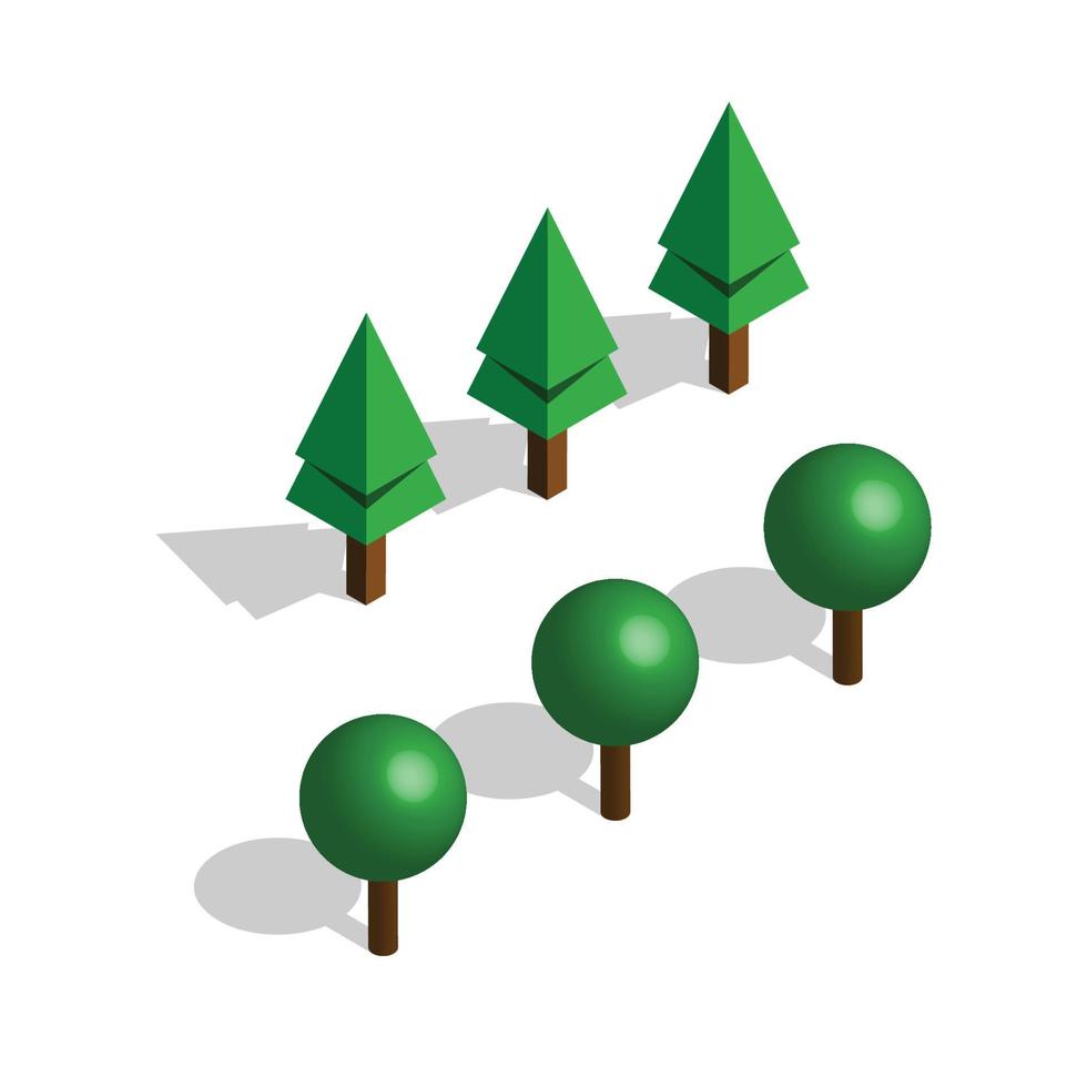illustrazione di alberi isometrici vettore