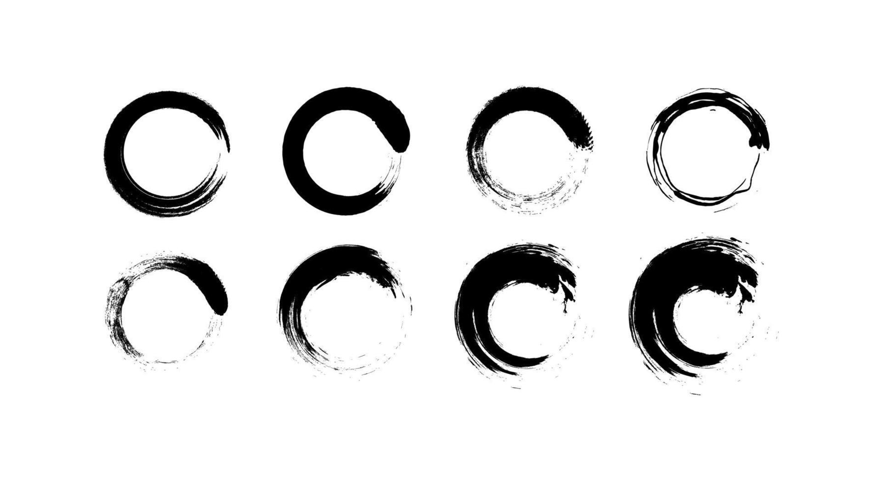 set vettoriale di tratti di pennello cerchio grunge per cornici, icone, elementi di design