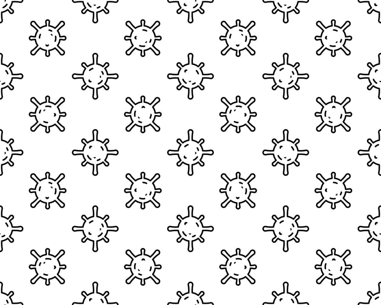 modello senza cuciture con illustrazione piatta del nuovo coronavirus covid-19 su sfondo bianco. modello astratto del virus covid ncov. modello epidemico di coronavirus. vettore