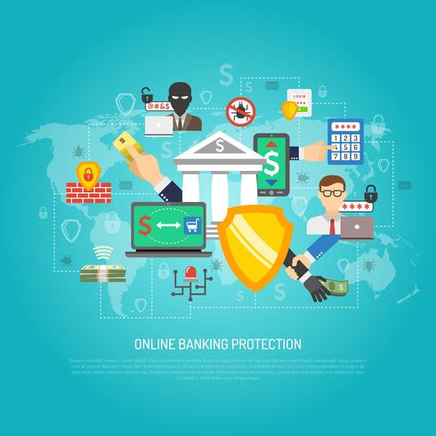 Manifesto di concetto di protezione di Internet banking online vettore