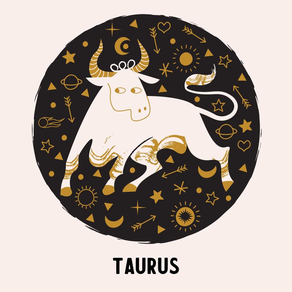 il toro è un segno dello zodiaco. oroscopo e astrologia. illustrazione vettoriale in uno stile piatto.