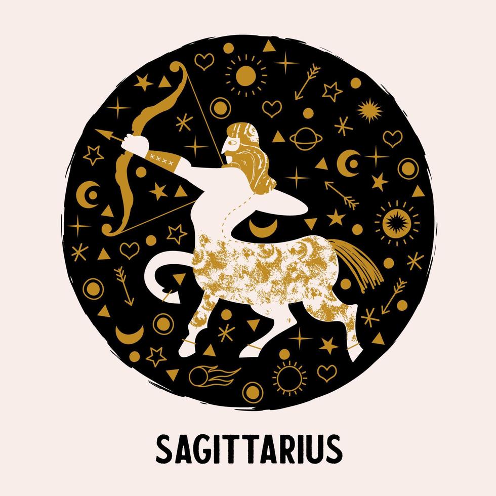 Sagittario. segno zodiacale. il centauro tira un arco. emblema del vettore. vettore