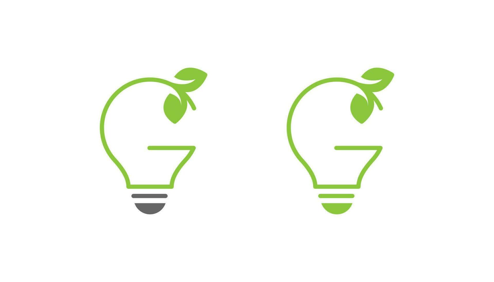 vettore di progettazione del logo della lampadina a foglia verde