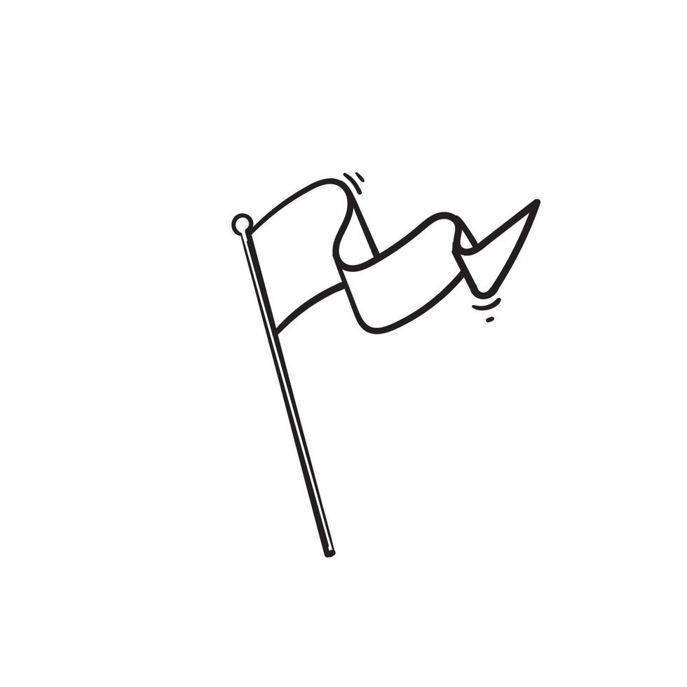 semplice icona bandiera con stile linea scarabocchio disegnato a mano isolato su sfondo bianco vettore