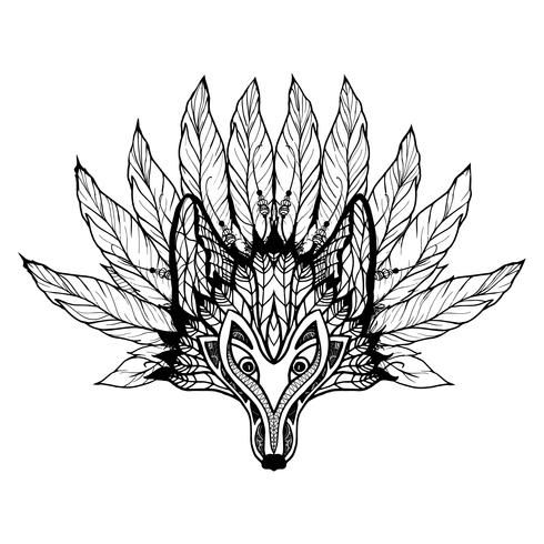 maschera del lupo di doodle vettore