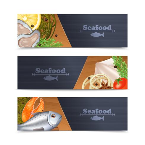 Set di banner di frutti di mare vettore