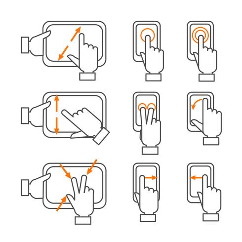 Set di icone del profilo di gesti di smartphone vettore