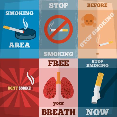Set di mini poster per fumatori vettore
