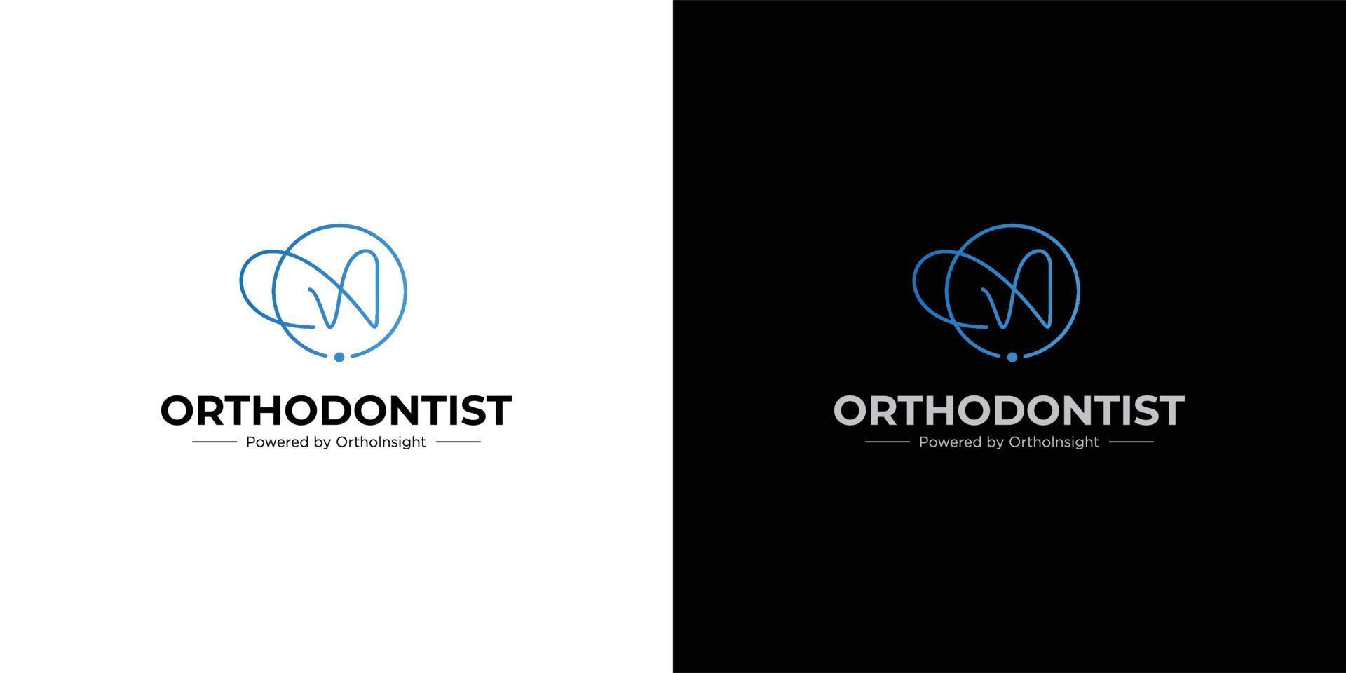 logo design moderno e sofisticato specialista in ortodonzia dentale 2 vettore