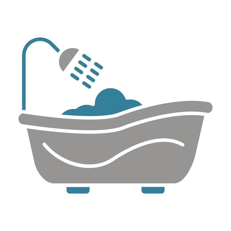 icona a due colori del glifo della vasca da bagno vettore