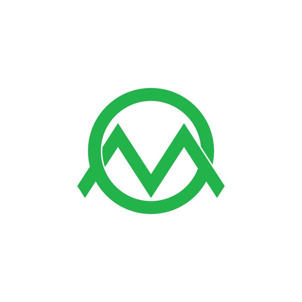 lettera om montagna sole linea geometrica logo vettoriale