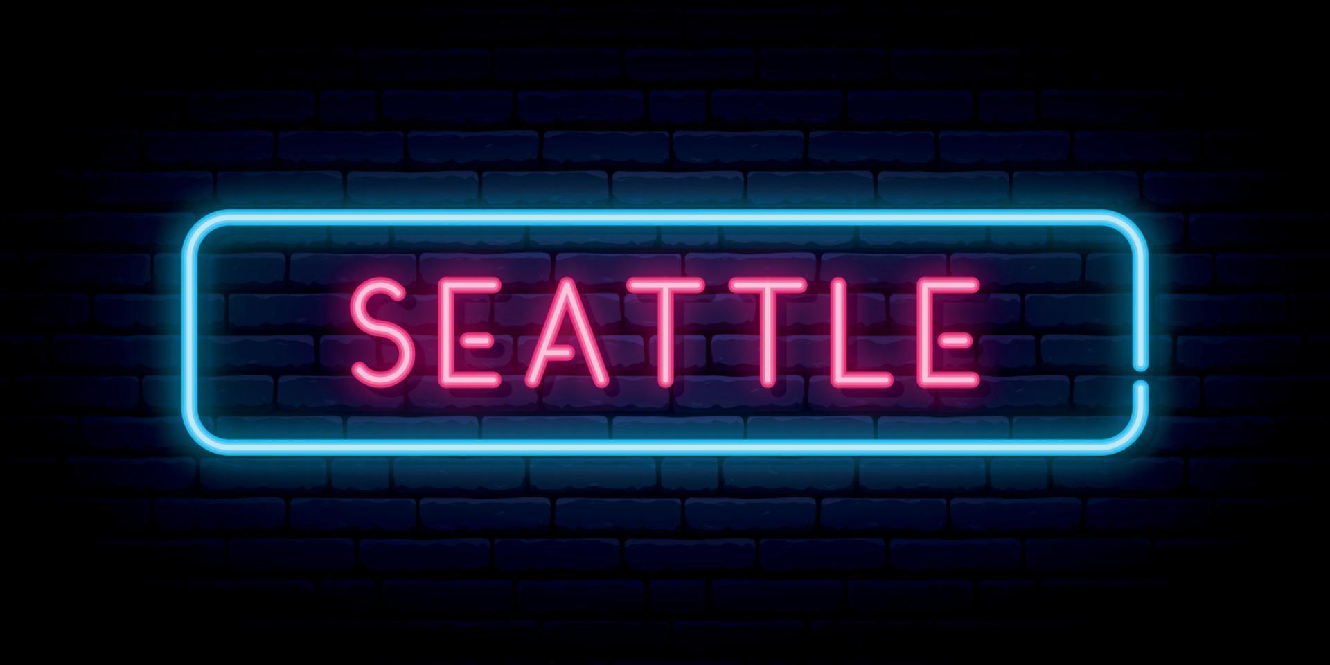 insegna al neon di Seattle. vettore