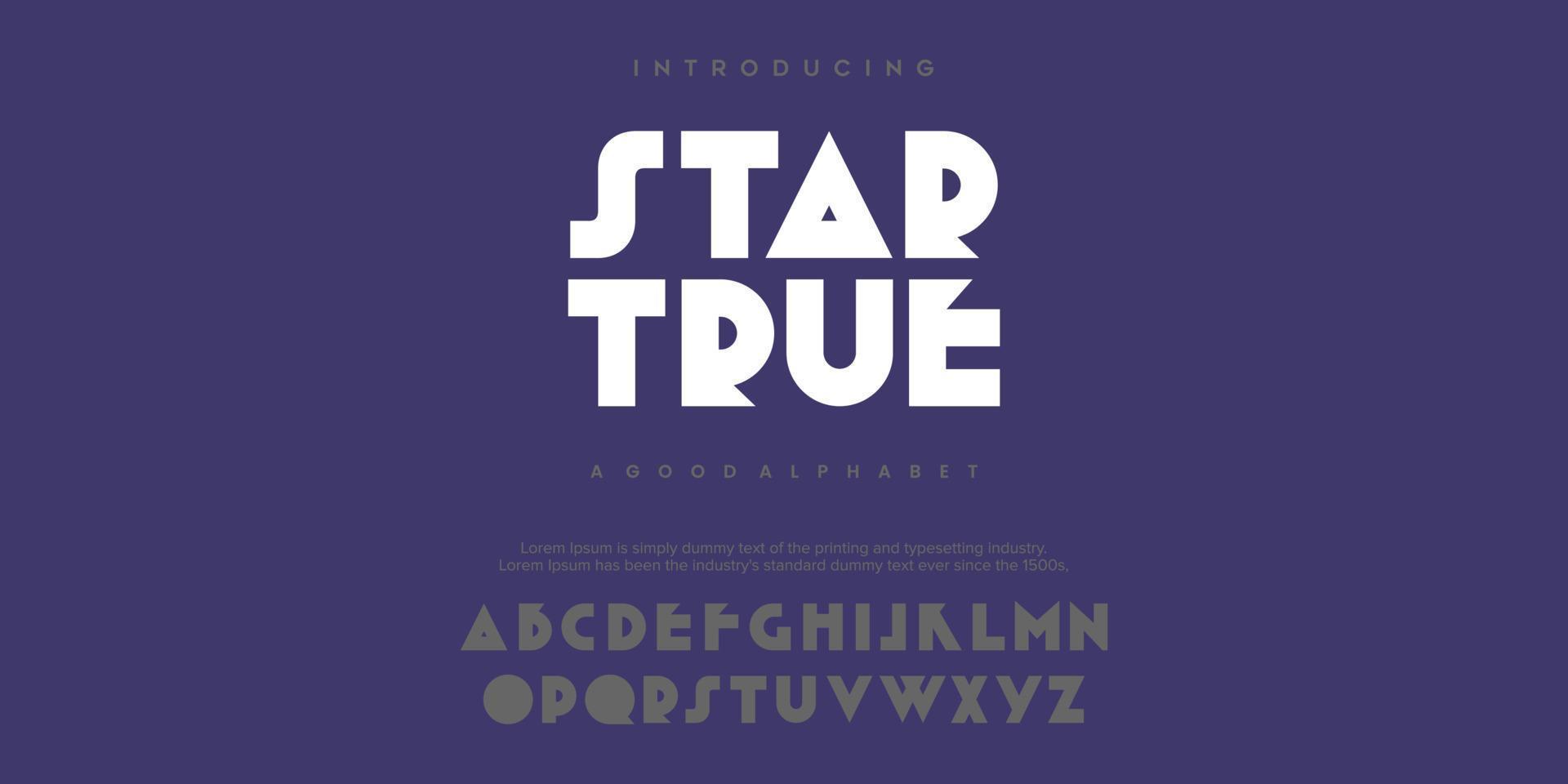 startrue font alfabeto moderno minimale astratto. illustrazione vettoriale di tecnologia tipografica