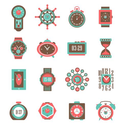 Set di icone dell&#39;orologio vettore