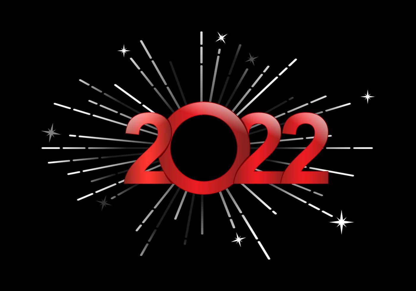 2022 nuovo anno, felice anno nuovo 2022 con disegno vettoriale di fuochi d'artificio