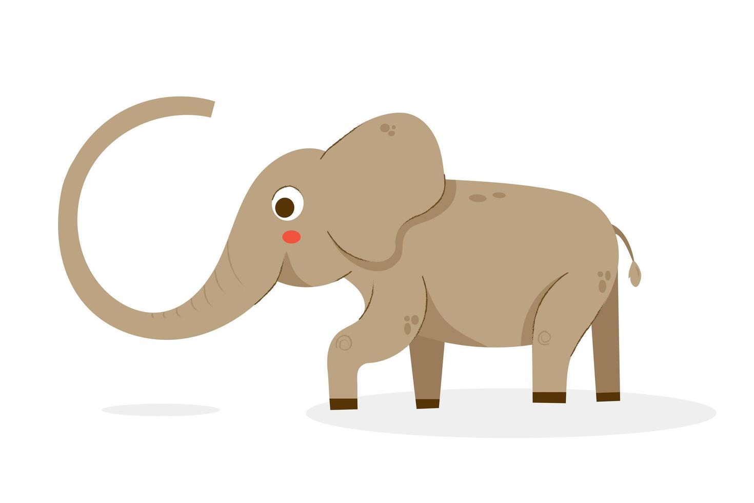 simpatico elefante illustrazione vettoriale isolato su sfondo bianco per poster in camera dei bambini, asilo nido e biglietto di auguri.