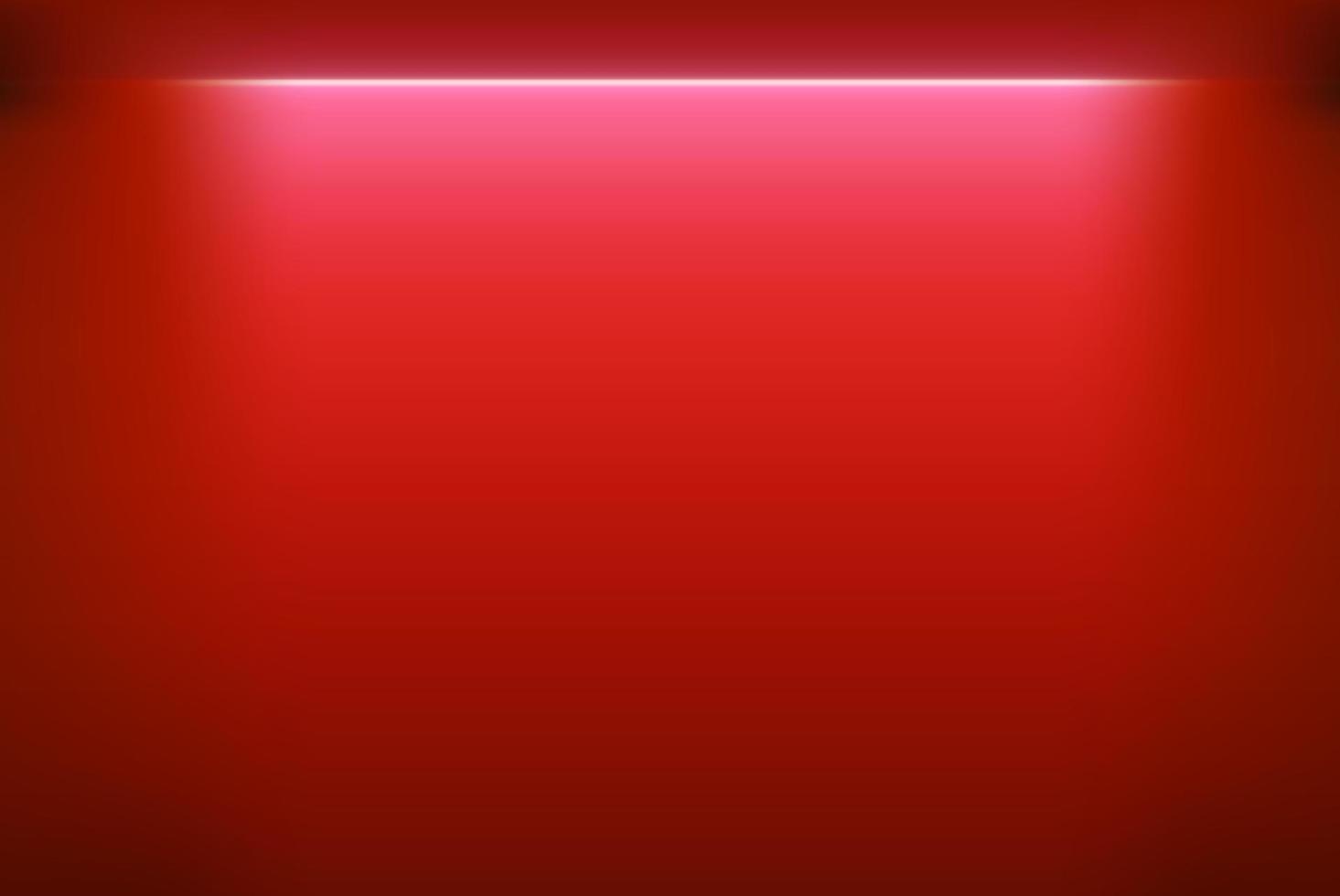 stanza vuota rossa con vivida luce al neon. illustrazione vettoriale realistica