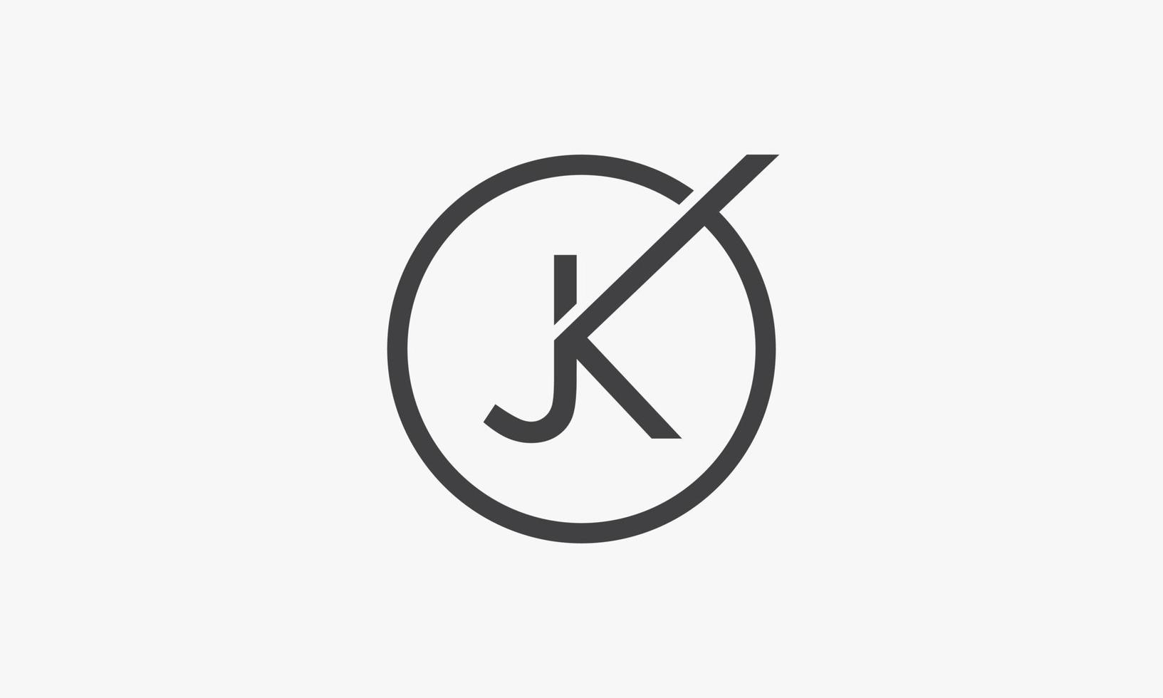 jk cerchio lettera logo concetto isolato su sfondo bianco. vettore