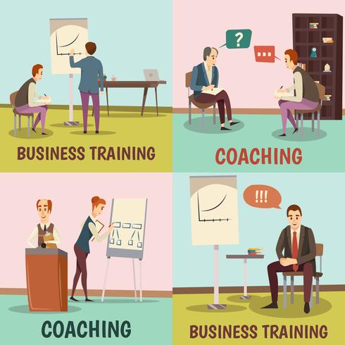 Set di icone di concetto di coaching vettore
