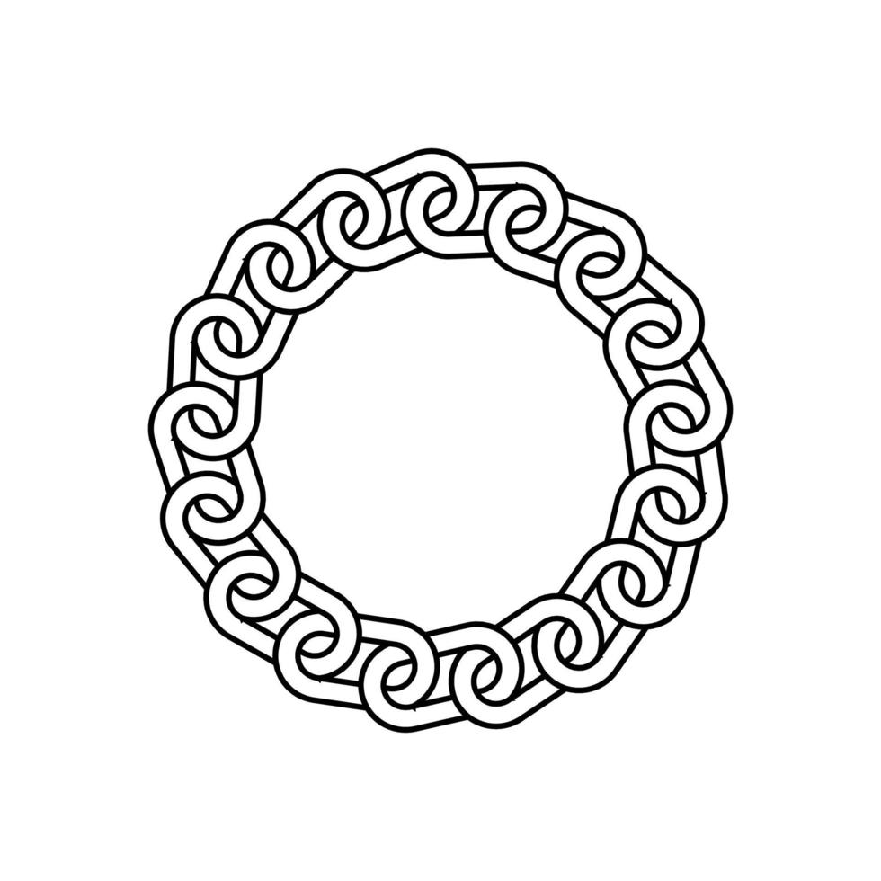 17 catena di cerchi con sfondo di illustrazione vettoriale di linea. catena cornice rotonda su sfondo bianco