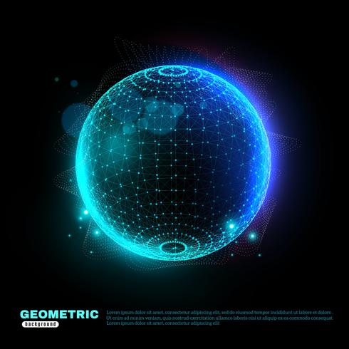 Poster di sfondo geometrico incandescente sfera vettore